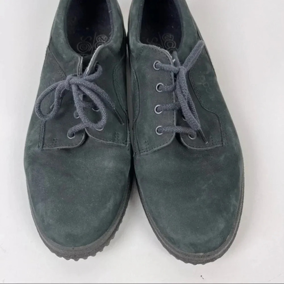 ECCO Soft Black Suede Lace Up Sneakers Sz 41 - Picture 7 of 7